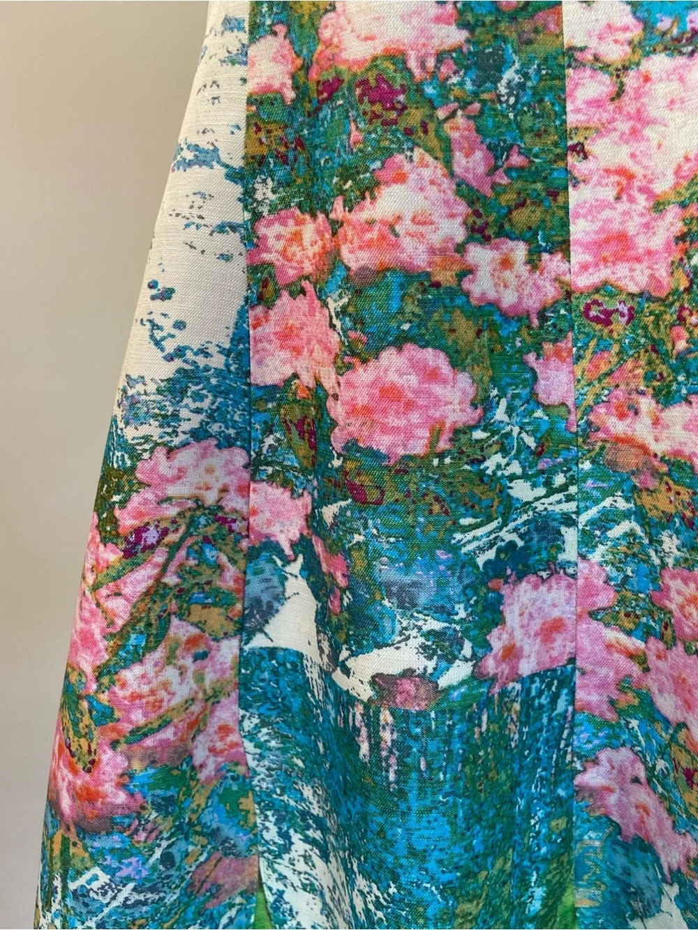 Tracy Reese Anthropologie Silk Monet Inspired Floral Pink Blue Green Dress $349 - Picture 6 of 16